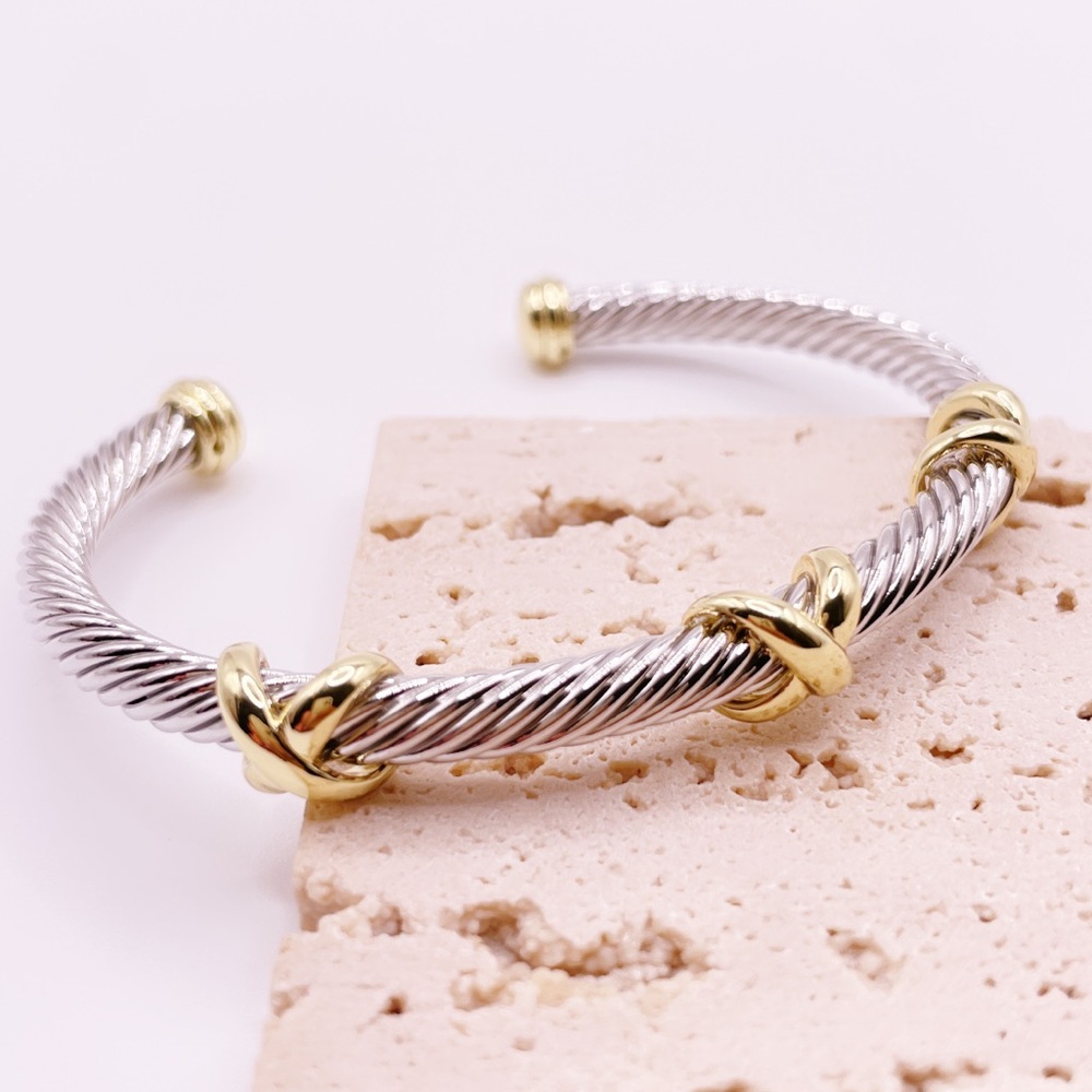 Elegant Two-Tone Cable Bracelet